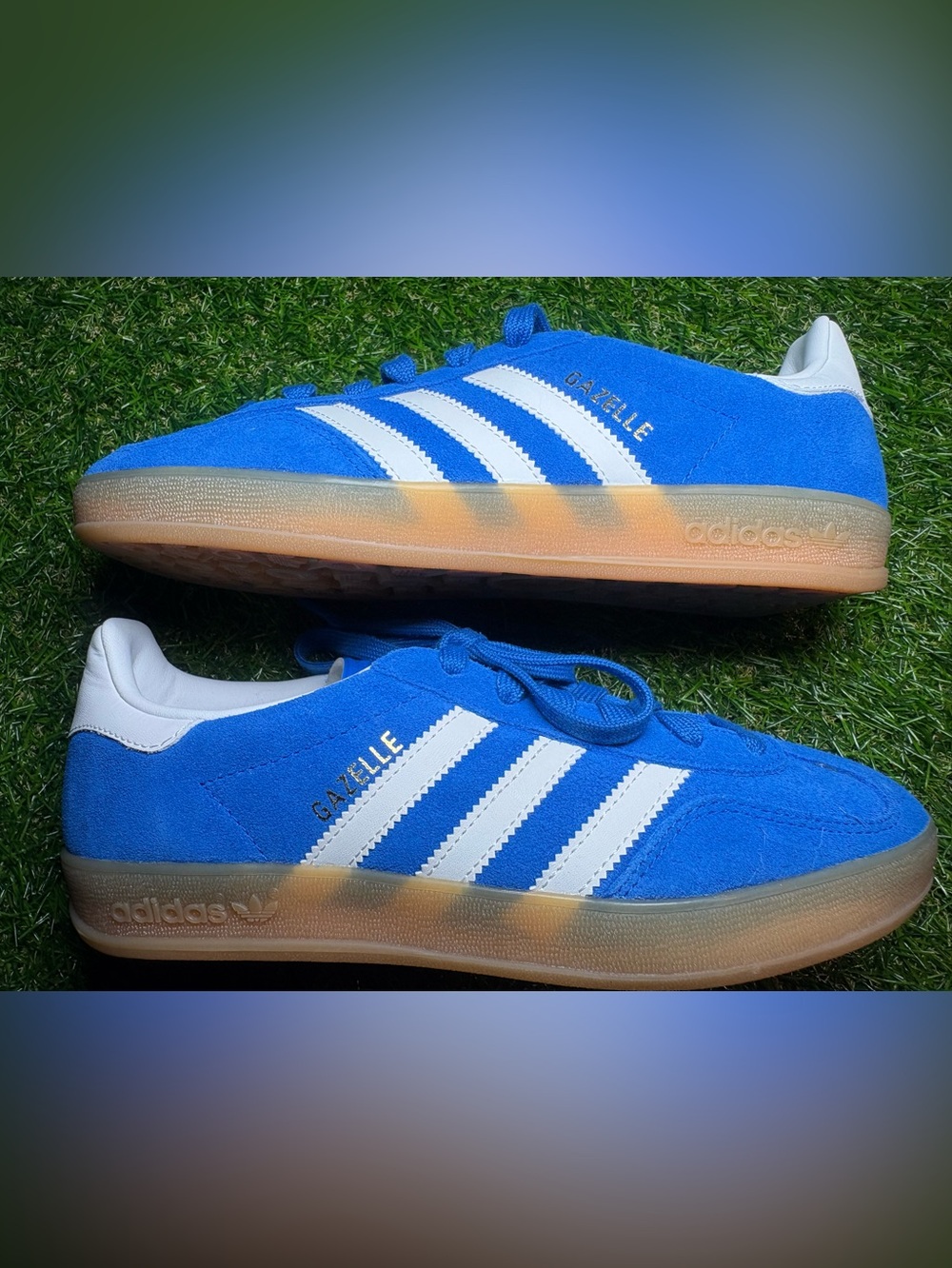 adidas Gazelle Royal Blue Suede with White Stripes men’s 5.5, women’s 6.5